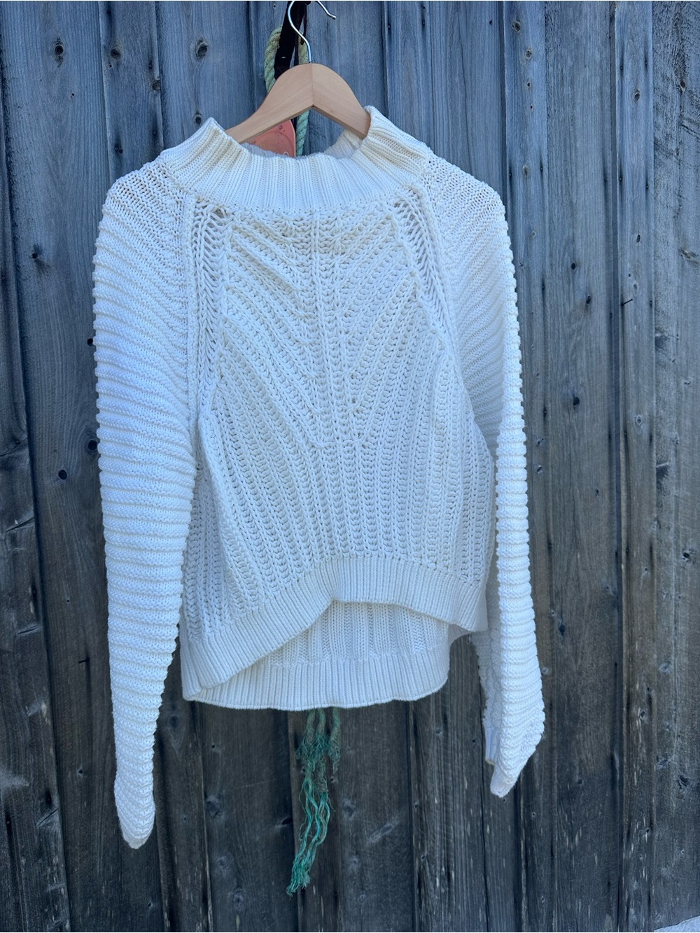 Free People Cream Cable-Knit Turtleneck Sweater